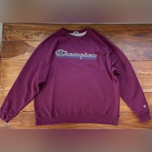 Champion 2XL Men’s Maroon Vintage Blur Logo Print Crewneck Sweatshirt